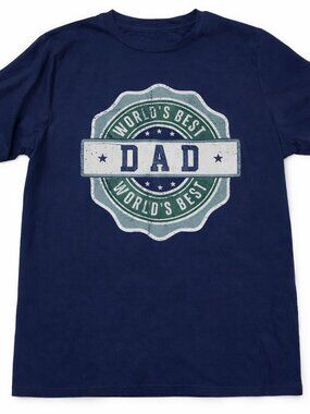 Mission Ridge Graphic Tee T-shirt Tshirt "World's Best Dad" Blue Green White